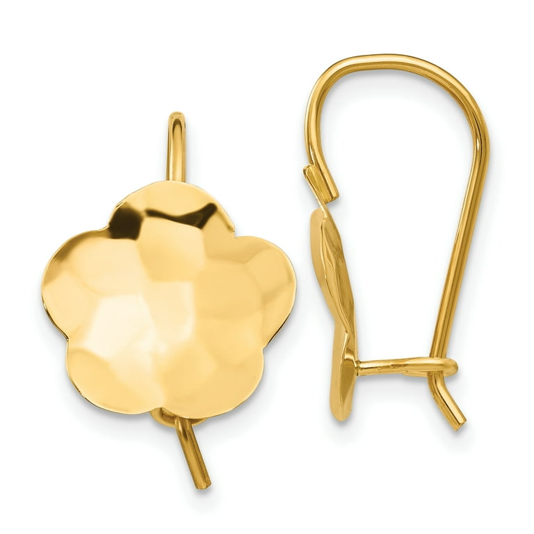14kt Yellow Gold Flower Dangle Earrings
