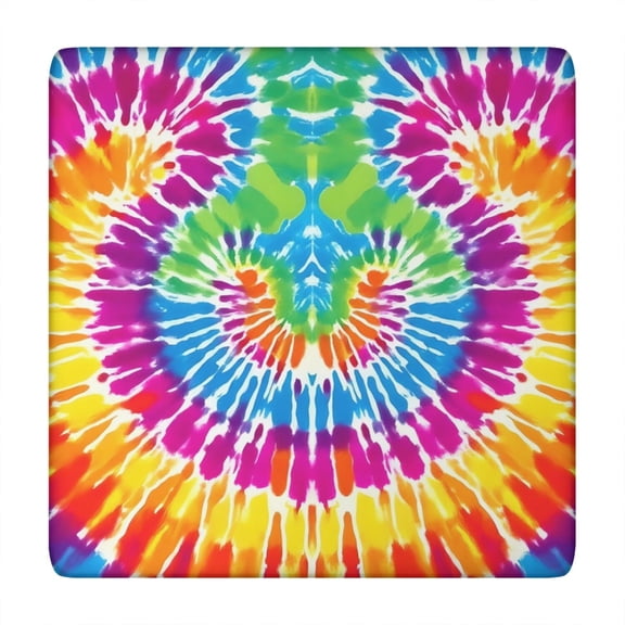 Colorful Rainbow Tie Dye Spiral Pattern Square Fitted Tablecloth with Elastic Edge,Square Table Cover,Washable Elastic Table Cover for Home Kitchen Party Decor 34"x34"