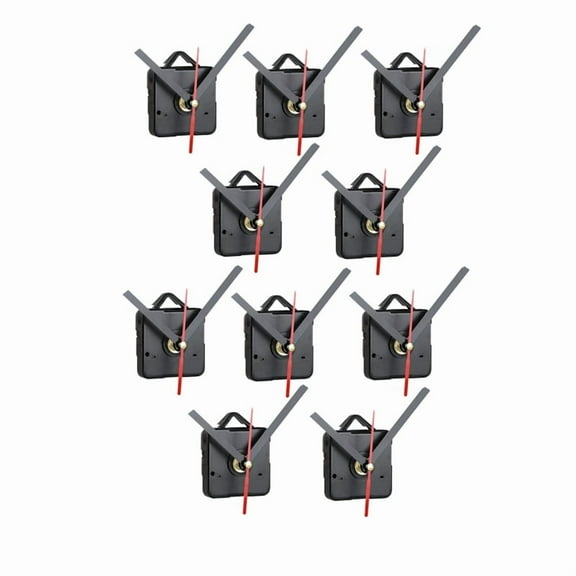 10pcs DIY Clock Movement Mechanism Silent Quartz Wall DIY Clock Hands Kit Repair Replacement Tool Parts,10 * Quartz clock movements 30 * Clock hands 10 set * Accessories,Black