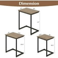 thumbnail image 4 of Giantex Nesting Coffee Table Set of 3, Stackable Square End Table w/Wood Grain Tabletop & Heavy-Duty Metal Frame, Farmhouse C-Shaped Accent Table for Small Space, Living Room, Bedroom (Black Oak), 4 of 10
