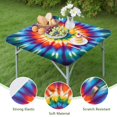 thumbnail image 4 of Colorful Rainbow Tie Dye Spiral Pattern Square Fitted Tablecloth with Elastic Edge,Square Table Cover,Washable Elastic Table Cover for Home Kitchen Party Decor 34"x34", 4 of 6