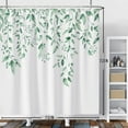 thumbnail image 4 of Shower Curtain, Mint Green Leaves Eucalyptus Shower Curtain Set, Watercolor Green Leaves on The Top Plant Natural Fabric Shower Curtain for Bathroom 72x72 Inch with Hooks, 4 of 6