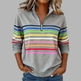 thumbnail image 2 of oqasdz Sweatshirt for Women Striped Print Half Zip Pullover Long Sleeve Fall Formal Business Top Comfort Cozy Casual Outdoor, 2 of 4