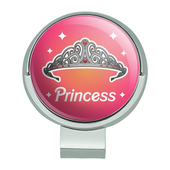 Princess Crown Tiara Pink Background Golf Hat Clip With Magnetic Ball Marker