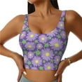 thumbnail image 3 of Goofa Daisies Flowers Printed Sports Bras for Women, High Impact Running Bra Workout Crop Tank Tops Longline Sports Bra Push up-Large, 3 of 9