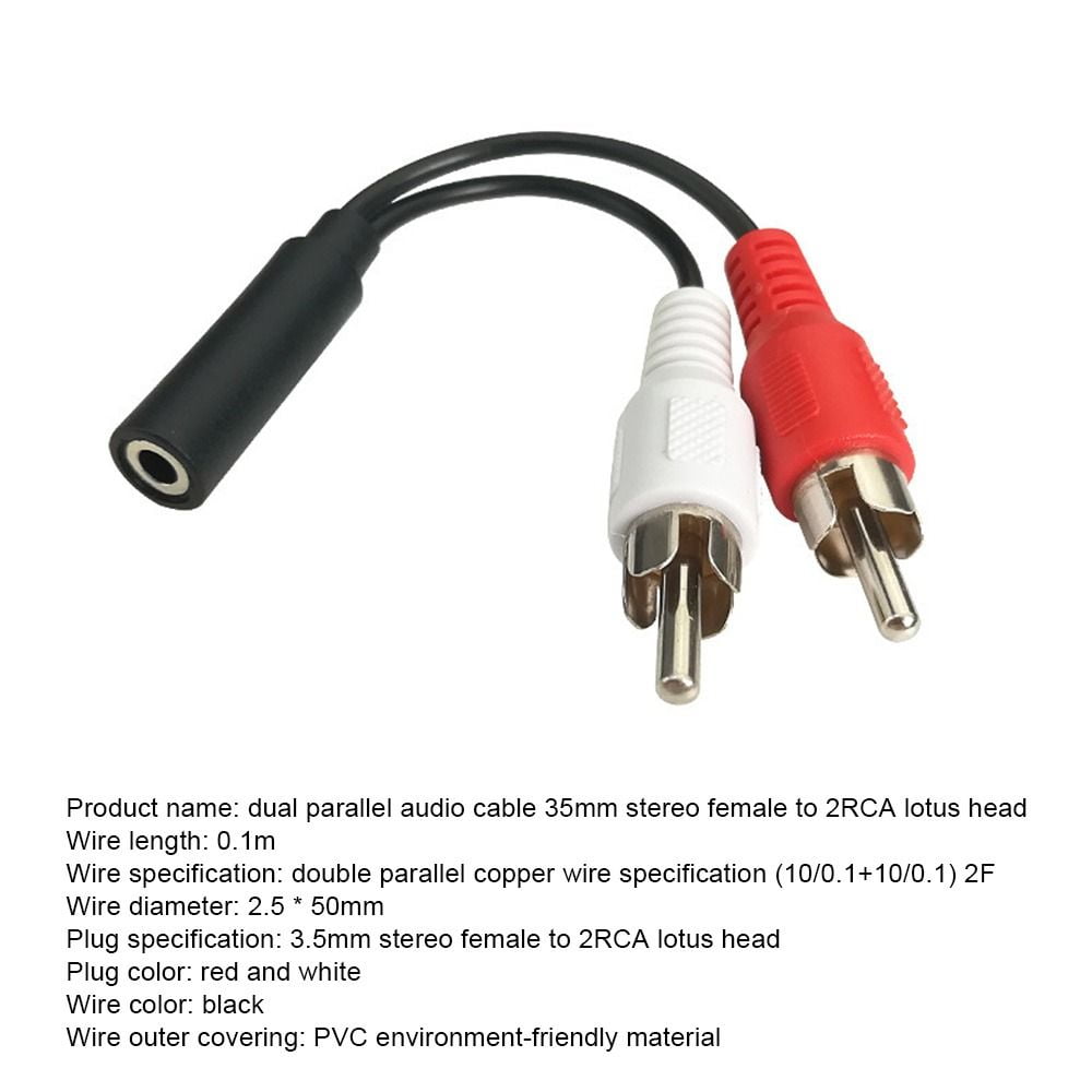 3.5mm Jack Male to 2 RCA Female Jack RCA Stereo Audio Cable Converter  Adapter High Quality