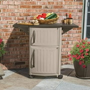 Suncast DCP2000 Portable Outdoor Prep Serving Grill Station Table and Cabinet