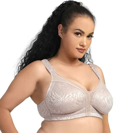 

Ultra-thin Without Steel Ring Bra Exquisite Embroidery and Breathable Mesh Panels Christmas Thanksgiving Birthday Gift Khaki 90e