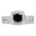 thumbnail image 2 of Dazzlingrock Collection 1.80 CT 10K Black, White Diamond Halo Ring Set, White Gold, Size 8.5, 2 of 3