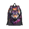 thumbnail image 3 of Daiia Colorful Wolf Head A Vintage Canvas Backpack for Men and Women ,Hiking Backpack,Travel Laptop Bag for School,Large Capacity Backpack-, 3 of 8