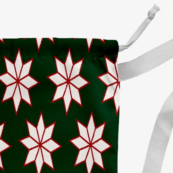 Simply Daisy Canvas Christmas Stars 18 x 29 in Green Laundry Bag