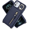 thumbnail image 4 of iPhone 12 Mini Case with Card Holder for Women, iPhone 12 Mini Phone Case Wallet with Strap Credit Card Slots Crossbody with Kickstand Zipper Case for iPhone12mini - Blue, 4 of 16