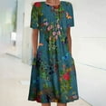 thumbnail image 2 of QIPOPIQ Robes Midi pour Femmes à Étages à Manches Courtes Robes Décontractées Col Rond Robe d'Été Robes Pliantes à Imprimé Offres 2023, 2 of 5