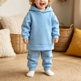 thumbnail image 4 of OJSFQUFP Thickened and Winter Sports Suit for Boys and Girls Casual Pullover Hoodie Long Pants Two Piece Set, 4 of 6