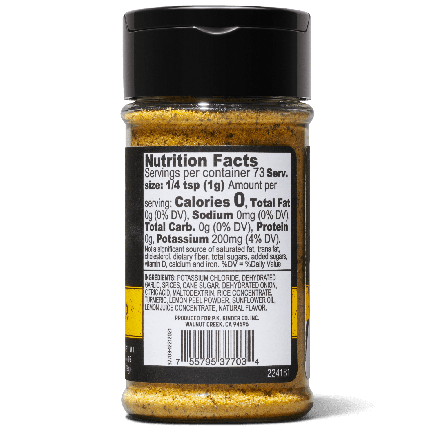 Kinder's Lemon Pepper No Salt Seasoning & Rub, 2.6 oz