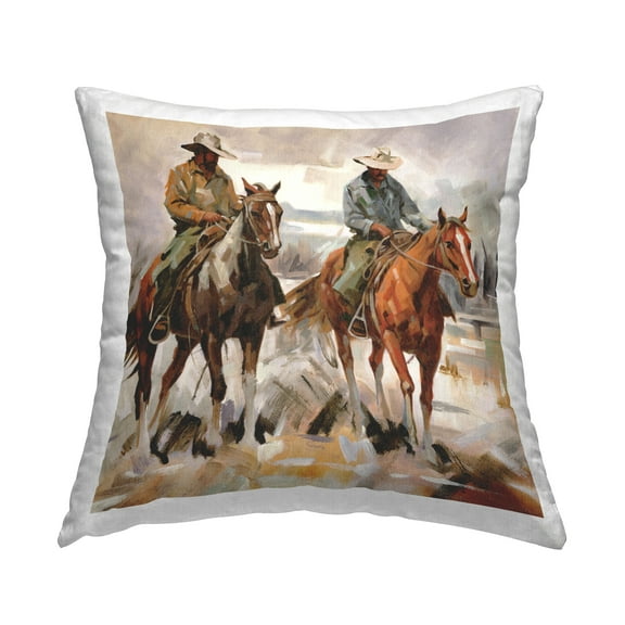 Stupell Industries Brush Stroke Cowboys Decorative Printed Throw Pillow Design by White Ladder.