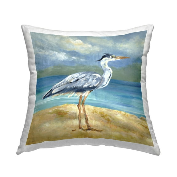Stupell Industries Heron by the Sea Decorative Printed Throw Pillow Design by Lanie Loreth.