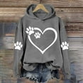 thumbnail image 2 of UTSJKR Womens Dog Paw Print Hoodies Cute Funny Heart Graphic Sweatshirts Casual Loose Fit Long Sleeve Hooded Pullover Tops Gray L, 2 of 4