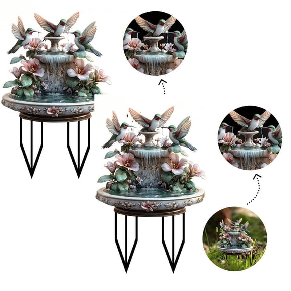 2Pcs 7.9" Hummingbird Garden Stakes Acrylic Decorative Stakes Decor Indoor Outdoor Lawn Pathway Patio Ornaments Multi-Color