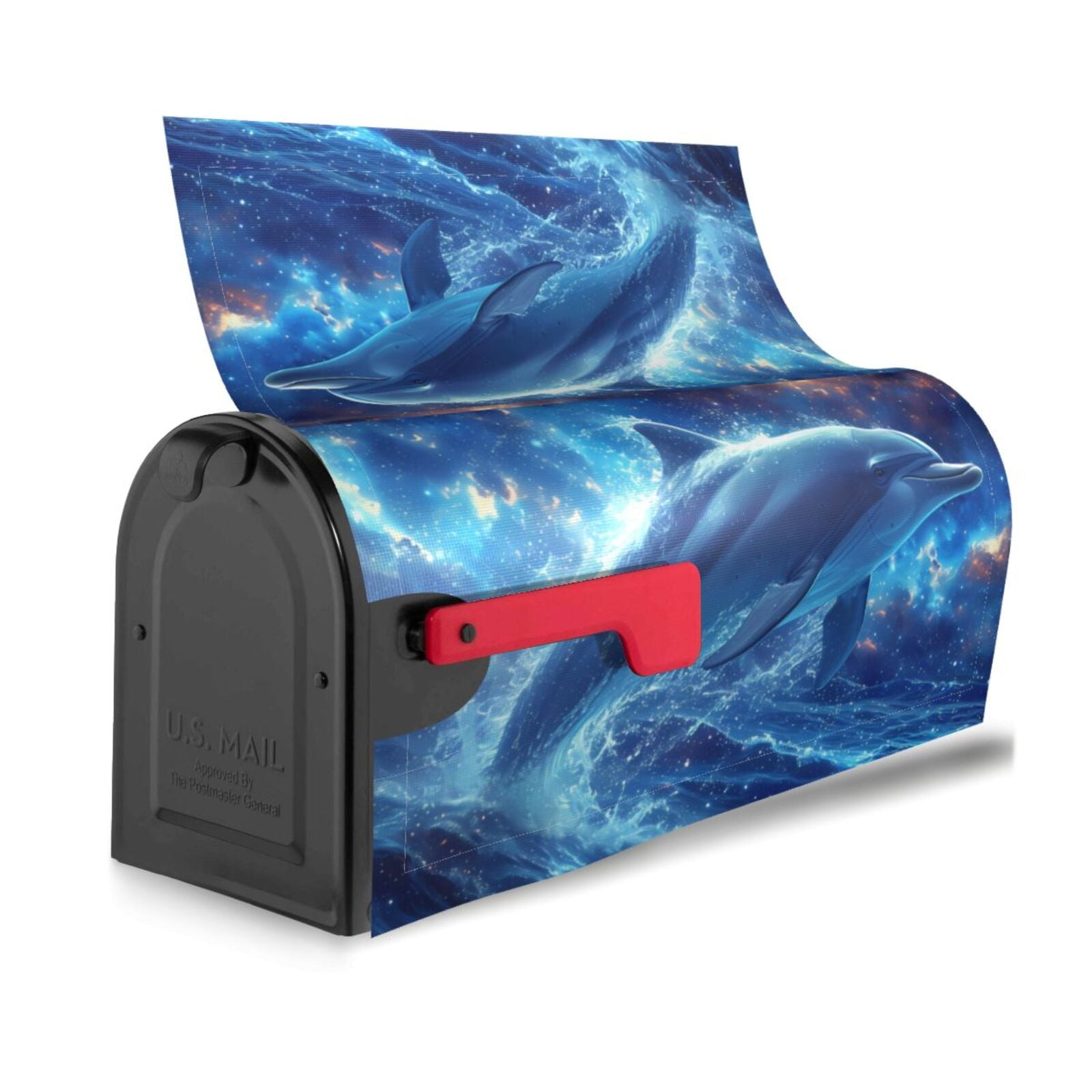 Logiee Beautiful Ocean Dolphin Print Post Letter Box Wrap Decor, Mailbox Cover Suitable for Standard Mailbox and Large Size Mailbox,Outdoor Yard Decoration-21x18 in