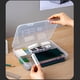 thumbnail image 5 of Organizador de almacenamiento para cajas de lápices de plástico extra grandes, contenedor translúcido apilable para material de oficina transparente, manillas con cierre de presión, 2 tamaños, 1 juego, 5 of 5