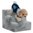 thumbnail image 1 of PawHut 3-Step Pet Steps Cat Stairs, Cats/Dogs, Climbing on Bed, Light Grey, 1 of 10