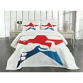 thumbnail image 3 of Ambesonne Fitness Quilted Bedspread Set 3 Pcs, Athlete Silhouette Star, Queen Size, Red Blue White, 3 of 5