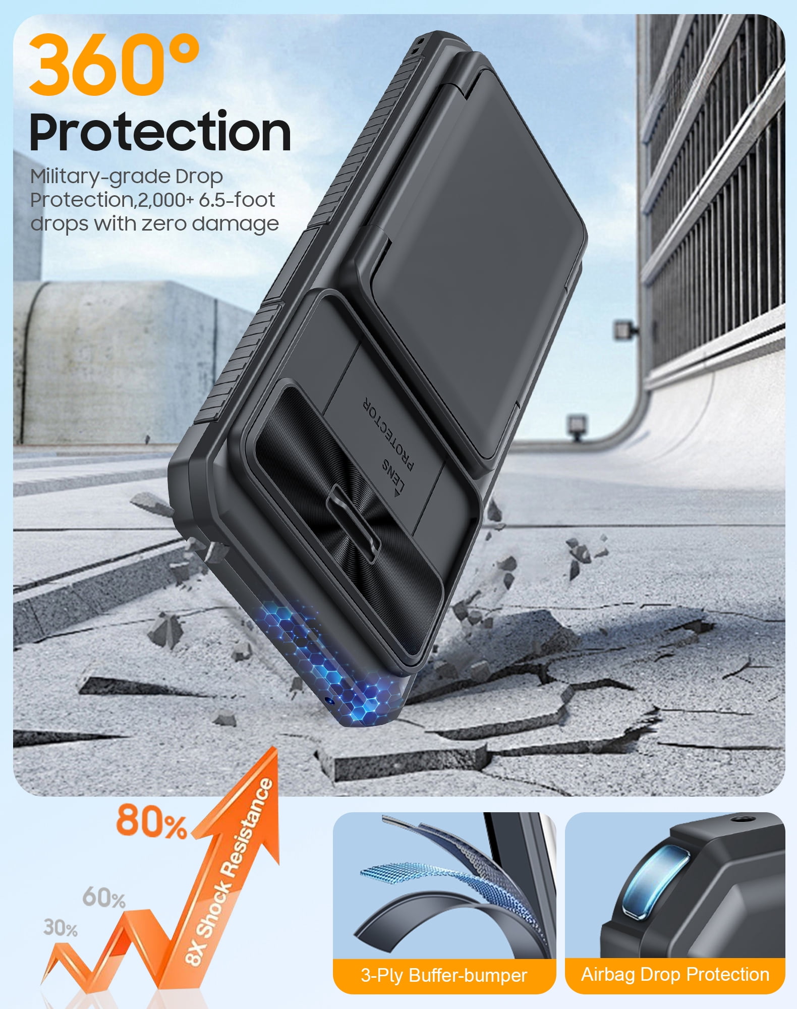 Vizvera for Google Pixel 10 Pro XL Wallet RFlD Cards Holder,Camera Control,Camera Cover,Rugged Shockproof Silicone Protective Phone Case-Black
