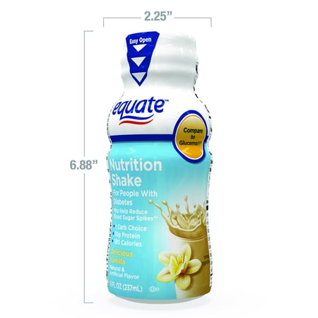 Equate Vanilla Nutrition Shake for People with Diabetes, 6 count