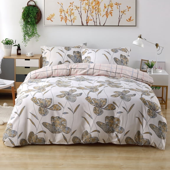 Utlra Soft Floral 3 Piece Reversible Duvet Cover Set with 2 Pillow Shams
