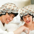 thumbnail image 6 of Shower Caps,Cute Hedgehog Pattern Waterproof Shower Cap for Women 4 Pieces,Double Reusable Hair Cover for Shower PEVA Elastic Stretch Hem, 6 of 7
