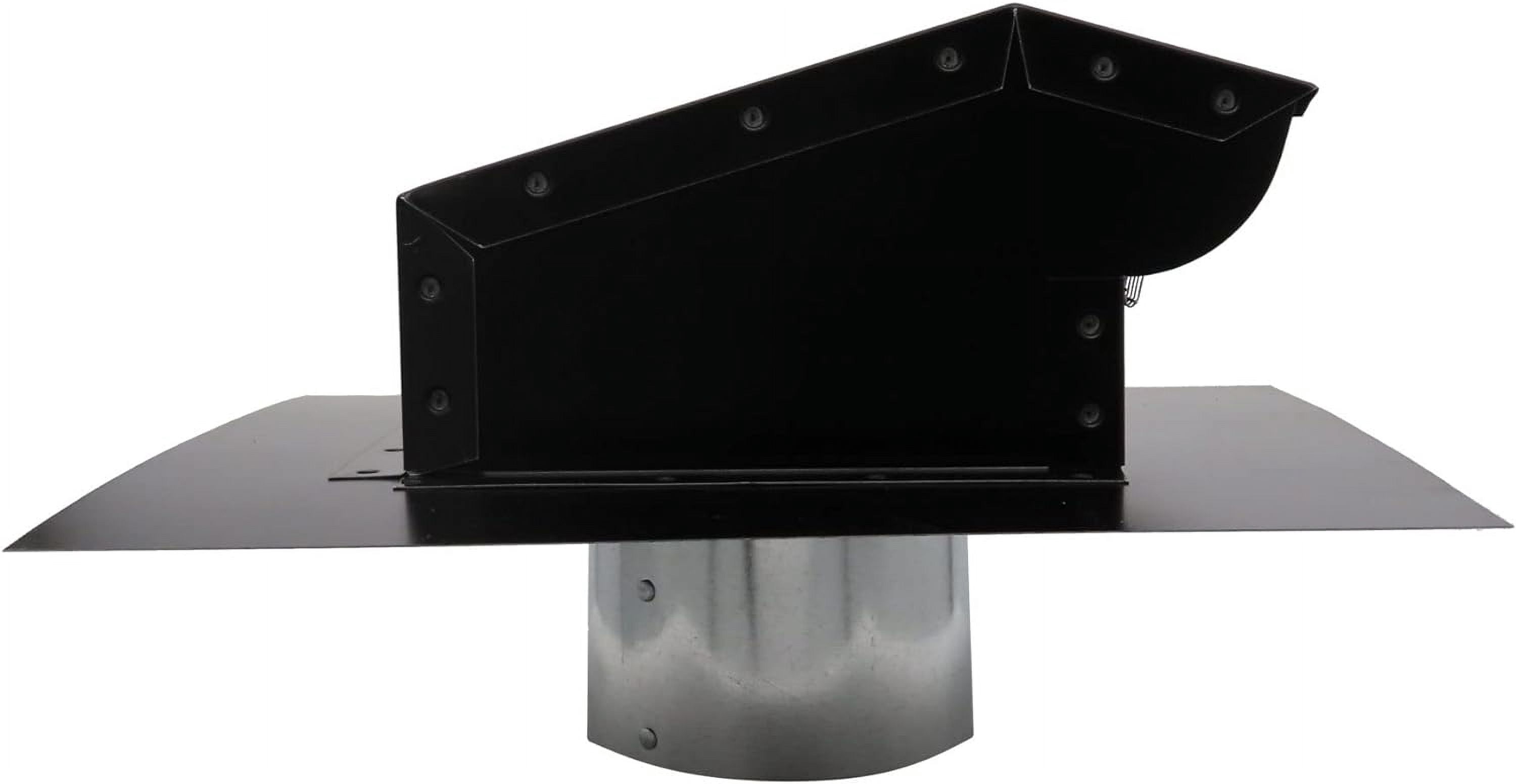 RDP Rooftop Exhaust Vent Cap with Damper and Bottom Extension (6 Inch, Black)