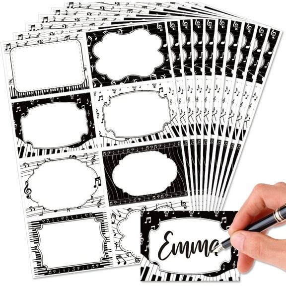 80Pcs/10 Sheets Piano Keys Name Tags Stickers 3.3x2.4 Inch Self Adhesive Name Tags Blank Name Labels Writable Adhesive Name Label Sticky Name Bulletin Board Decor