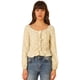 thumbnail image 1 of Allegra K Blusa con volantes plisados y manga larga con cuello en forma de corazÃ³n floral Ditsy para mujer Amarillo XL Unique Bargains Blusa, 1 of 6