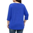 thumbnail image 5 of Vivianyo HD Women's V Neck Tunic Shirt, Curved Hem Three Quarter Sleeve Solid Top for Women, Fall Stretch Casual Shirt for Shopping Trips and Daily Errands, Sizes L-5XL, 5 of 8