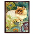 thumbnail image 1 of Orange Persian Cat William Morris Inspired Floral Pattern Colourful Modern Illustration Art Print Framed Poster Wall Decor 12x16 inch, 1 of 5