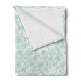thumbnail image 2 of Botanical Soft Flannel Fleece Blanket, Detailed Intricate Floral Ornaments Romantic Pure Tones Illustration, Cozy Plush for Indoor and Outdoor Use, 50" x 70", Pale Blue and Off White, by Ambesonne, 2 of 5