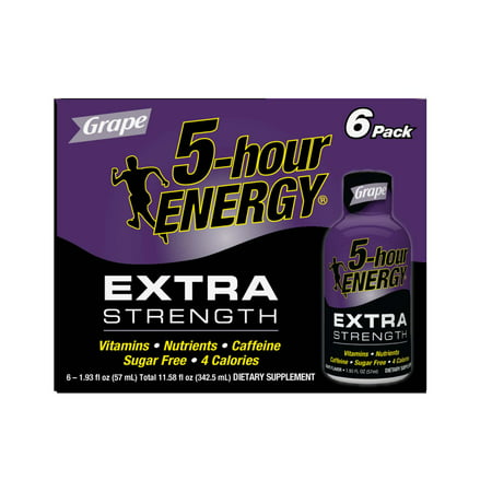 5-Hour Energy Extra Strength Energy Shot, Grape, 1.93 Fl Oz, 6 (Best Natural Energy Booster Supplement)