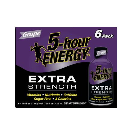 5-Hour Energy Extra Strength Energy Shot, Grape, 1.93 Fl Oz, 6 (Best Natural Energy Booster Supplement)