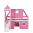 thumbnail image 5 of Harper & Bright Designs Low Loft Bed Twin Size with Slide and Storage Stairs, Wood Loft Bed with Tent & Tower for Boys & Girls, Pink, 5 of 18