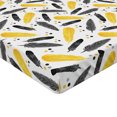 thumbnail image 2 of Ambesonne Yellow Fitted Sheet, Watercolor Boho Feathers Art, Queen Size, Mustard Black and Grey, 2 of 3