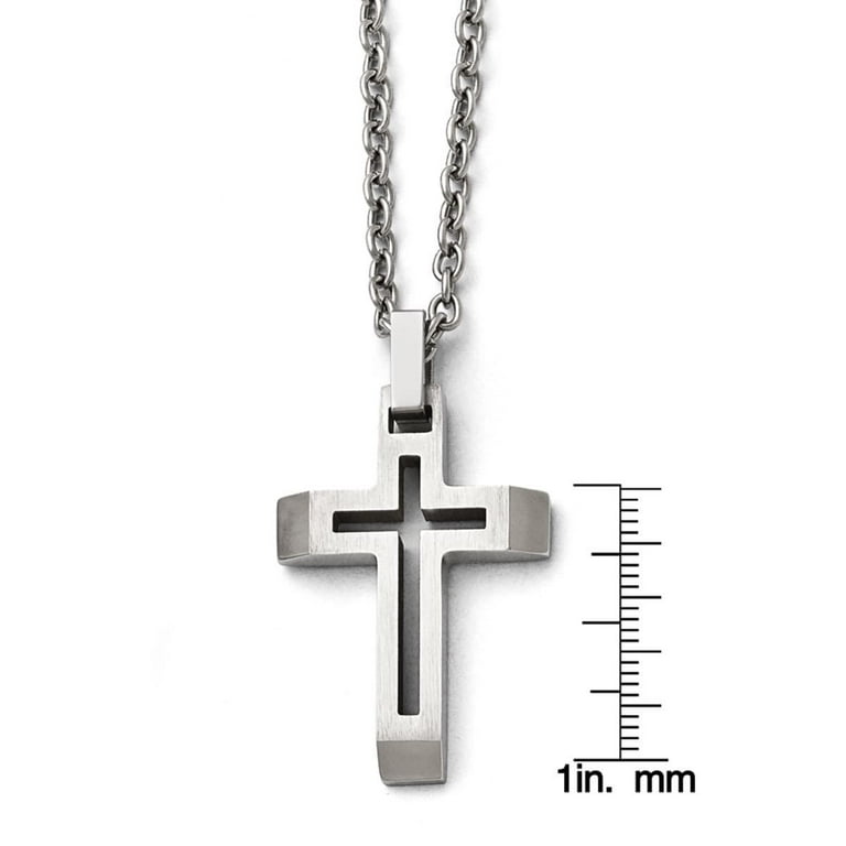 Stainless Steel Brushed And Polished Cut-Out Cross 20 Stainless Steel Brushed And Polished Cut-Out Cross 20