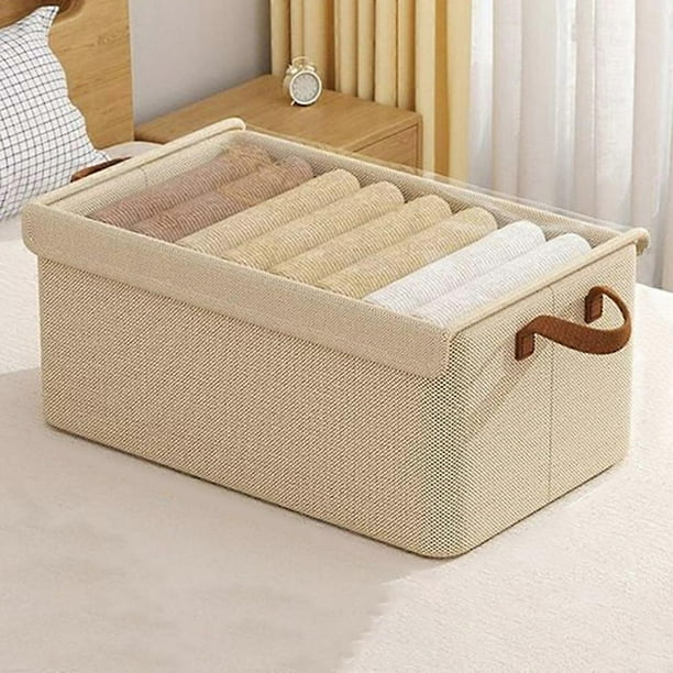 Foldable Steel Frame Cationic Cloth Clothes Storage Box with Lid Closet Wardrobe Dustproof Organizer