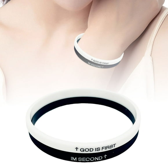Catégorie de Produit Bracelets / Titre du Produit Dieu Est le Premier Bracelet Je Suis le Deuxième Bracelet en Caoutchouc Bijoux Motivationnels pour Hommes et Femmes 2 Pcs