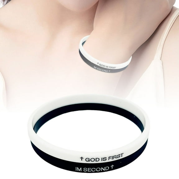 Inspirational Bracelets God Is The First I Am The Second Motivational Rubber Wristband for Men and Women
