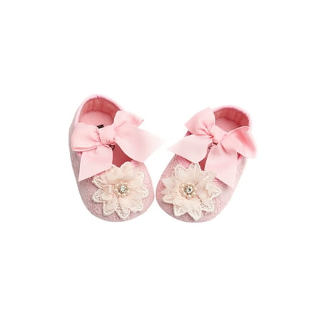 

Binpure Baby Shoes Girls Bowknot Flowers Walking Shoes Soft Sole Footwear