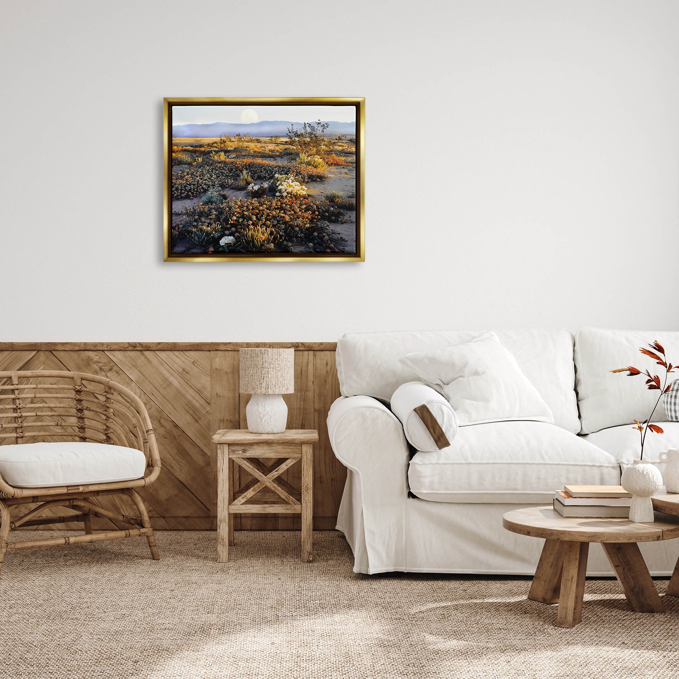 Mountain View Desert Vegetation Landscape Photograph Metallic Gold Framed Art Print Wall Art
