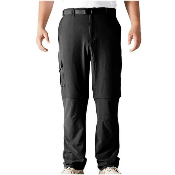 Dagegui Convertible Cargo Pants for Men Solid Color Straight Leg Hiking Pant Quick Dry Outdoor Fishing Athletic Pants Lightweight Workout Trousers with Pockets Black M
