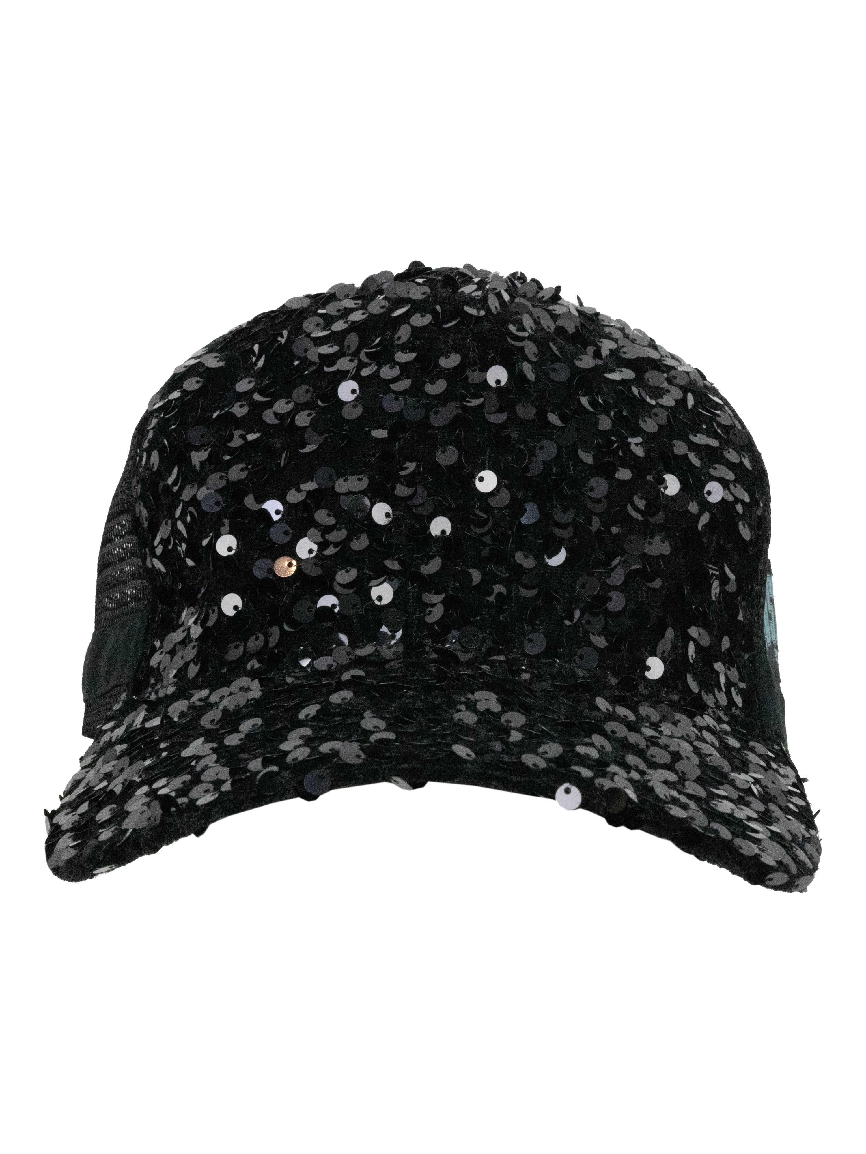Justice Girl's Velvet Sequins Baseball Hat, Black