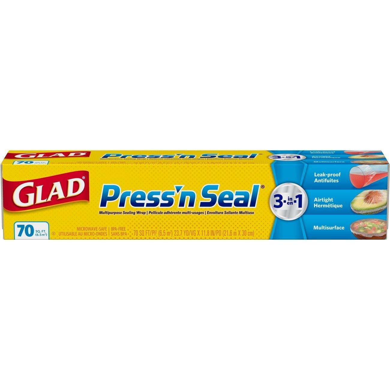 Glad Press 'n Seal Plastic Food Wrap 12Pack, 70 sq. ft. each Total